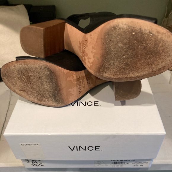 Vince Faye Open Toe Black Leather Bootie - 8.5 - Picture 2 of 3